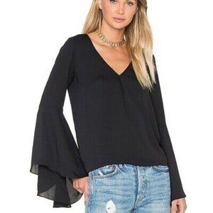 AMANDA UPRICHARD Black Bell Sleeve Top